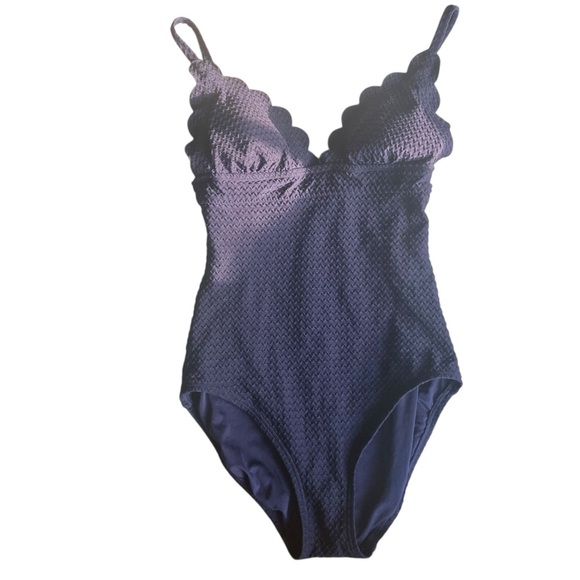 Kate Spade Maillot Navy Scallop One Piece Swim XS - Picture 2 of 8